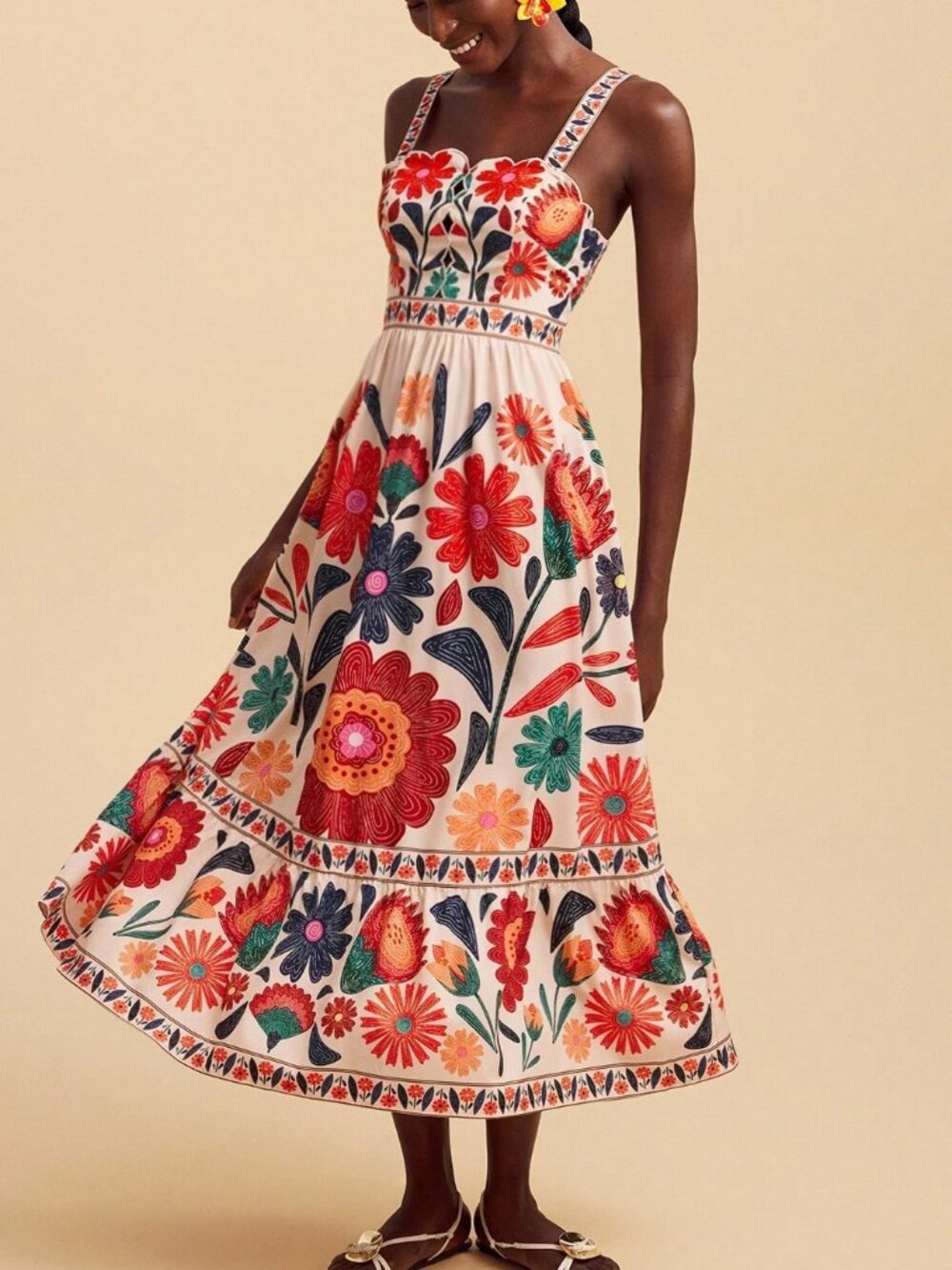 Multicolor Boho Women's Floral Print Camisole Dress - Picture 4 of 7